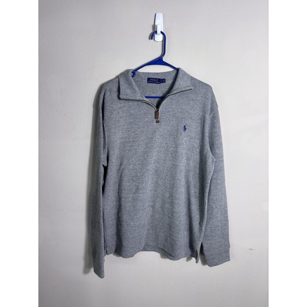 Polo Ralph Lauren Gray 1/4 Zip Logo Knit Men’s Pullover Sweater Size M